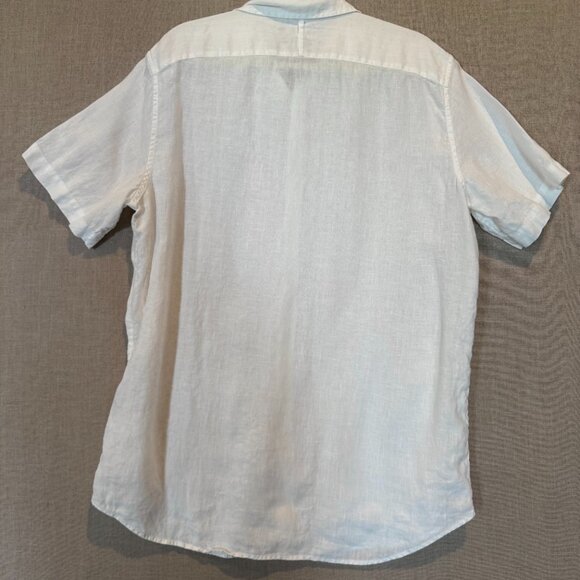 Banana Republic 100% Linen Short Sleeve Button Up Tall Large White Camden Fit - Picture 8 of 8